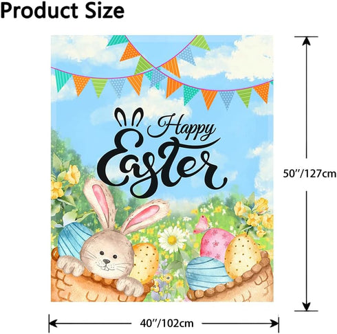 Easter Throw Blanket Kids Small Rabbit Easter Egg Bunny Blanket Spring Decorative Blankets for newborn babies Girls Boys Child Baby Bed Soft Cozy ...