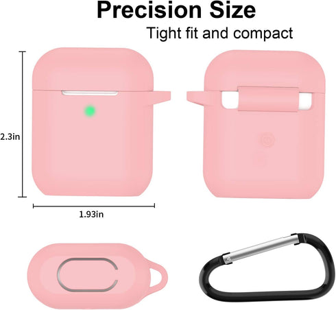 SATLITOG AirPods Case, Full Protective Silicone Cover for Apple AirPods 1&2 Wireless and Wired Charging Case, Pink...