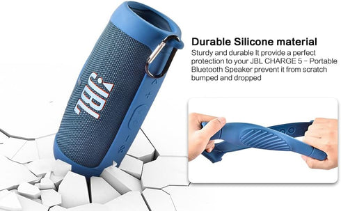Silicone Case Cover for JBL Charge 5 Waterproof Portable Bluetooth Speaker, Travel Carrying Protective Gel Soft Skin, Waterproof Rubber Pouch with...
