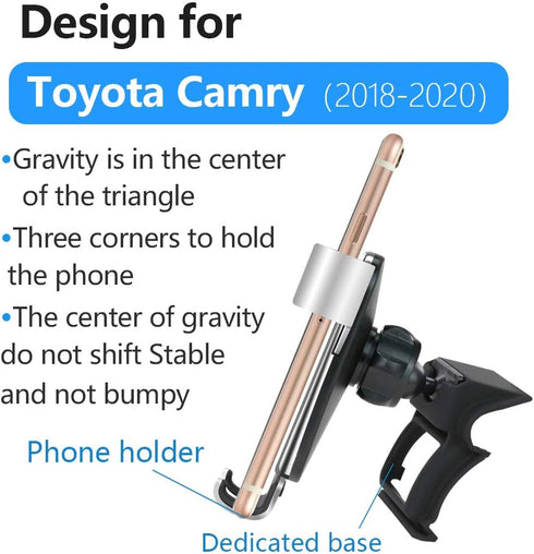 Car Phone Holder for Toyota Camry 2018 2019 2020 L LE SE XSE XLE TRD and Camry Hybrid 18-20 Auto Interior Accessories Best Cell Phones Mount Cellp...