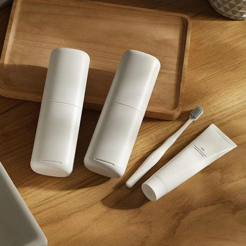 Toothbrush Case Travel Container Cups, Toothbrush Holder Kit with Cover, Portable Storage for Toothpaste and Toothbrush, Carrier for Students Camp...