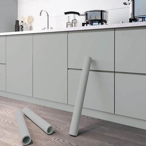 Dimoon 78.7"x15.7" Skin Wallpaper Thicken Light Grey Stick and Peel Wallpaper Removable Wallpaper White Waterproof Gray Contact Paper Pure Grey Wa...