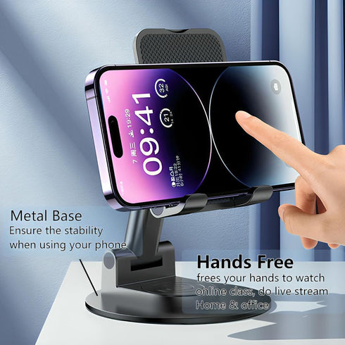 Phone Stand for Desk, 360 Degree Rotating Phone Stand Adjustable Cell Phone Stand Accessories Portable Smart Phone Stands Foldable Holder for Desk...
