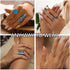 ELABEST Boho Western Ring Set Turquoise Cactus Arrow Joint Knuckle Finger Rings Sets for Women...