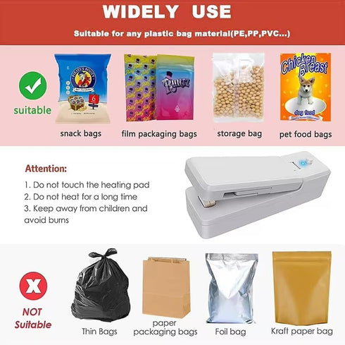 Mini Bag Heat Sealer – Bag Sealer Heat Seal Machine For Cookies, Chips – Mini Plastic Bag Cutter And Sealer Heat...