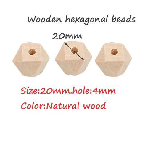 Organic Wooden Geometric Hexagon Beads Accessory 20mm Ecofriendly Wood Faceted Beads DIY Craft Jewelry (20mm-20pcs)...