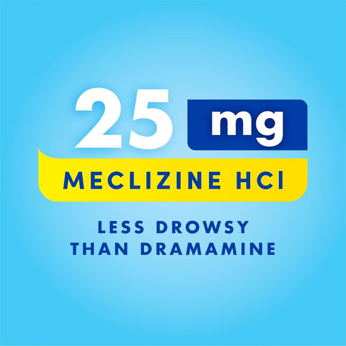 Bonine Non-Drowsy Motion Sickness Relief - Chewable Tablets with Meclizine HCL 25mg - Non Drowsy Medicine for Nausea or Motion Sickness - Cruise E...