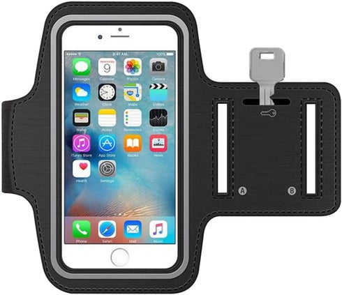 MMOBIEL Arm Phone Holder for Running Compatible with iPhone 15/14/13 Mini/12 Mini/SE 2020/8 / 7/6 and Other Models up to 6.3 inch - Stretchable Ru...