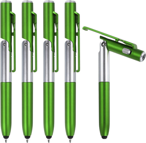 MECCANIXITY 5pcs Multifunction Stylus Pen Capacitive Touch Screen Ballpoint Pens with LED Light, Foldable Phone Holder Stand for Writing in The Da...