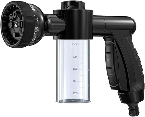 Car Wash Nozzle, High Pressure Water Garden Hose Nozzle with 8 Watering Patterns, Foam Sprayer with Soap Dispenser Bottle for Car Washing, Waterin...