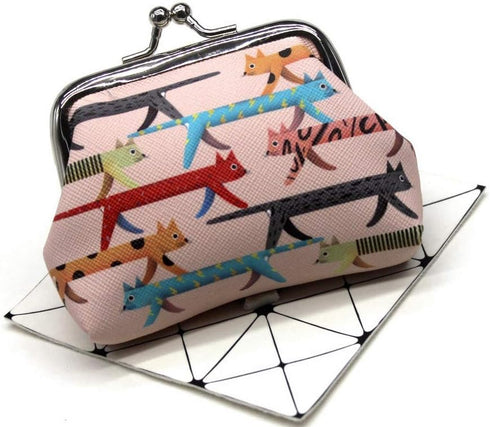 Lovely Cats Pattern Coin Purse- Mini Cat Design Clasp Pouch Wallet Key Bags Money Bag, Perfect Gifts for Girls Kids Purses Women Wallets Buckle Pa...