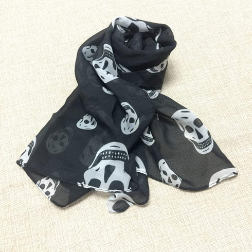 Wakauto Ladies Tulle Skull Pattern Printed Scarf Comfortable Long Style Fashion Soft Scarf Shawl Lady Girl 150 * 50cm...