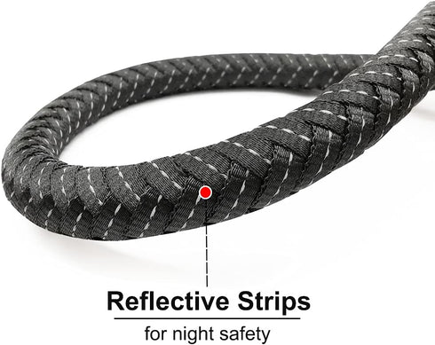 6FT 10FT Strong Dog Leash Black Rope Leash Highly Reflective Threads with Soft Padded Handle for Small Medium Large Dogs (10ft-black-1/2)...