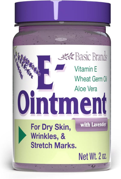 Basic Brands - Vitamin E Ointment - 2 oz - Moisture Enhancing - Can Help Reduce Appearance of Scars, Stretch Marks, Fine Lines & Wrinkles - 2-Pack...