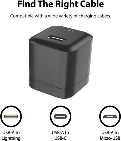 iLuv MYPOWER10 Black USB Wall Charger 12 Watt Type-A Fast Charging Foldable Power Adapter; Compatible with iPhone 13, iPhone 12, iPad Pro, Galaxy ...