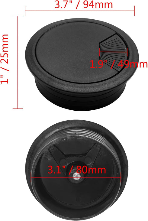 5Pcs 2-3/8" / 60mm Computer Desk Grommet, Plastic Round Desk Grommet Hole Wire Cover Organizer, Black...