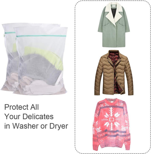 OTraki Mesh Laundry Bag for Delicates 2 Pack Garment Wash Bag 24 x 32 inch Zippered Large Washing Machine Bags for Sweater Dirty Clothes Washer Dr...