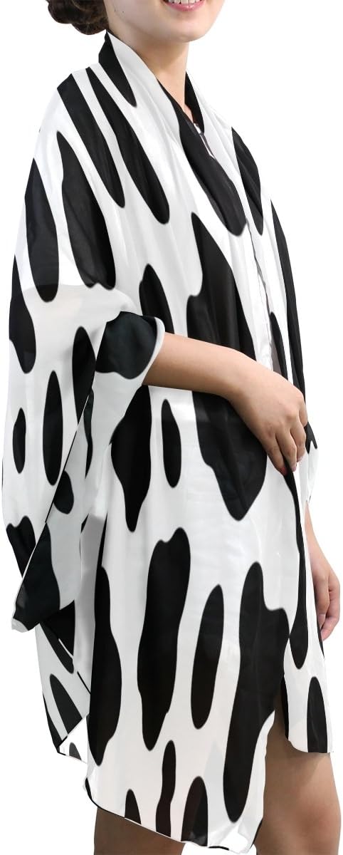 ALAZA Use4 Fashion Cow Print Chiffon Silk Long Scarf Shawl Wrap...