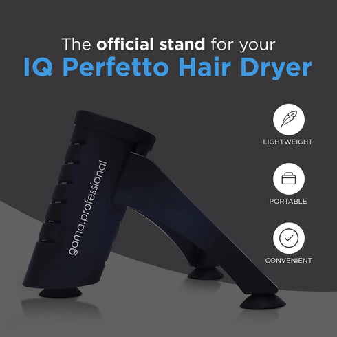 GA.MA iQ Perfetto Hair Dryer Stand, Space-Saving Secure Suction Cup Mount for Salon & Home Use, Black...