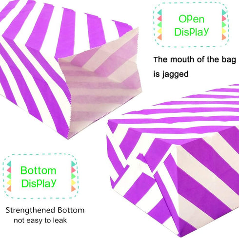 Bright Color Striped Paper Bags Rainbow Party Bags for kids’ Birthday Party Baby shower Wedding (3.5×2.3×7 in 50CT)...