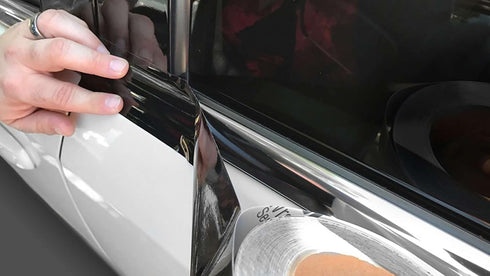2 in x 25 FT Gloss Black Vinyl Wrap Kit Sticker Decal for Black Out Chrome Remove Window Trim Door Trim Self-Adhesive Air Release Waterproof and S...