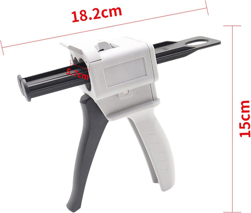 Dispensing gun AB glue gun 50ml two-component glue gun 2:1/1:1 epoxy glue gun dispensing gun, suitable for 1:1/2:1double cartridges, with 8pcs mix...