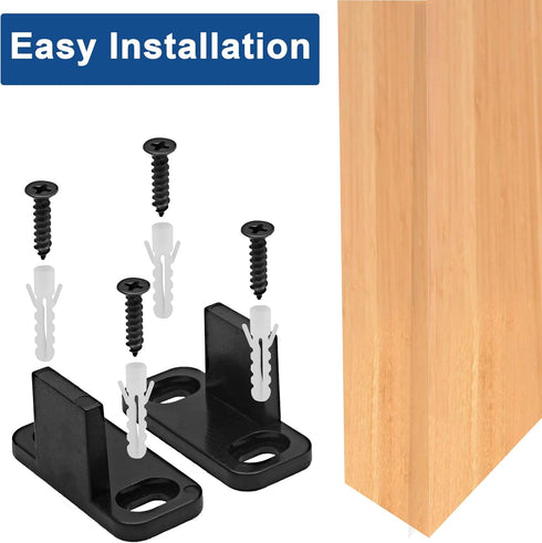 Black Sliding Barn Door Floor Guides Plastic Bypass Door Guide Hardware, 8-Pack...