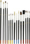 U.S. Art Supply 15 Piece Multi-Purpose Artist Paint Brush Set - Pony Round and Flat Bristles for Painting Portraits, Canvas, Paper, Wood - Waterco...