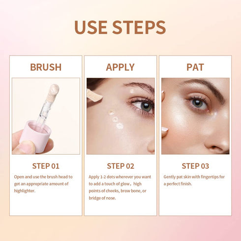 Liquid Highlighter, Contour Stick Makeup Highlighter for Face, Lightweight Glotion, Waterproof Luminous Lotion, Silky Smooth Glitter Highlighter M...
