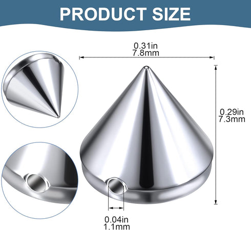 OIIKI 440PCS 8mm Silver ABS Bullet Spike Cone Studs, Rivets Cone Spike Studs Beads, Flat Back Punk Spikes DIY Crafts Studs Glue on Decoration for ...