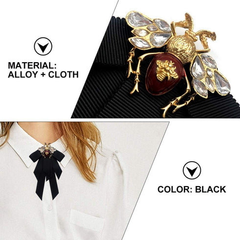 VALICLUD Black Tie Ribbon Bow Brooch Bow Brooch Bow Brouche Bow Tie Brooches for Women Girls Christmas Valentines Day New Year Broach Costume Jewe...