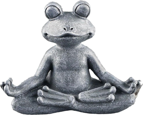Zen yoga frog meditation frog miniature statue slimming frog fitness frog garden statue frog decoration for lawn & garden decoration (premium gray...