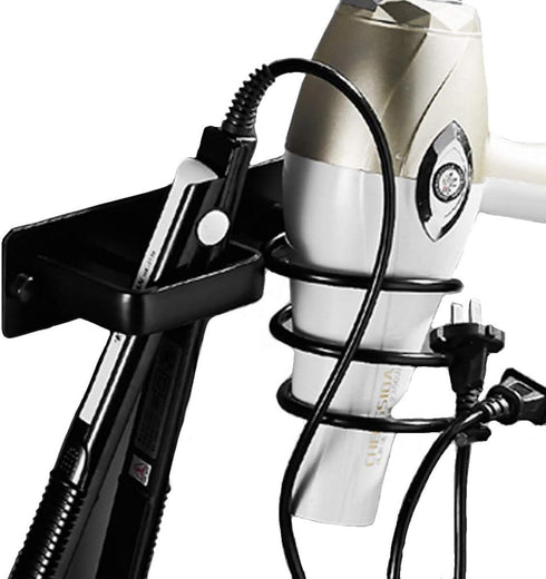 Hair Tool Organizer Holder Wall Mount Blow Dryer Drilling Rack Aluminum Styling Curling Iron Storage Shelf Bedroom Barbershop Bracket - Black...
