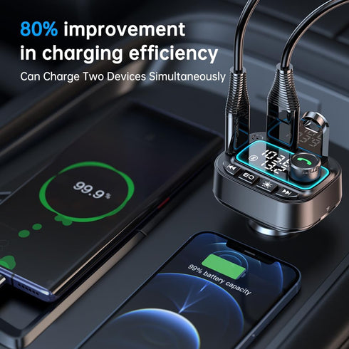 Bluetooth 5.3 Car Adapter FM Transmitter, 42W (PD30W & 12W) USB C Car Charger Wireless Radio Receiver, Hands-free Calling MP3 Audio Player Car Kit...