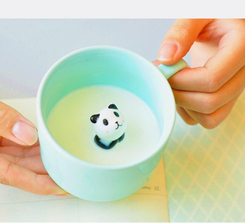ZaH 3D Coffee Mug Cute Animal Inside Cup Cartoon Ceramics Figurine Teacup for Boys Girls Kids - Party Office Morning Mugs for Tea Juice Milk Choco...