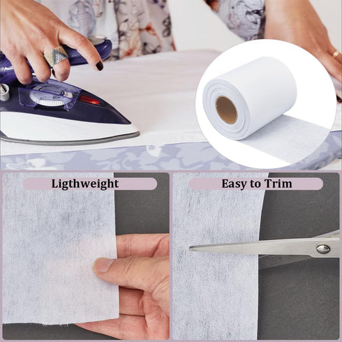 GORGECRAFT Light Weight Non-Woven Fusible Interfacing 3.94" x 21.87Ys White Iron-On Polyester Apparel Single-Sided Interfacing for Sewing Quilting...