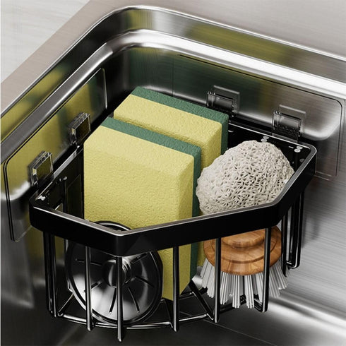 1 Pcs Sink Sponge Holder, Multi-Purpose Household Corner Sink Strong Bearing Capacity No Drilling Space Saving Sink Organizer for Bathroom, Deskto...