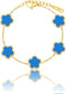 14K Gold Dainty Four Leaf Clover Bracelets for Women Lucky Flower Jewelry...