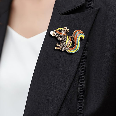2Pcs Creative Squirrel Pearl Brooch Animal Coat Sweater Lapel Brooches For Wedding Party Gift...