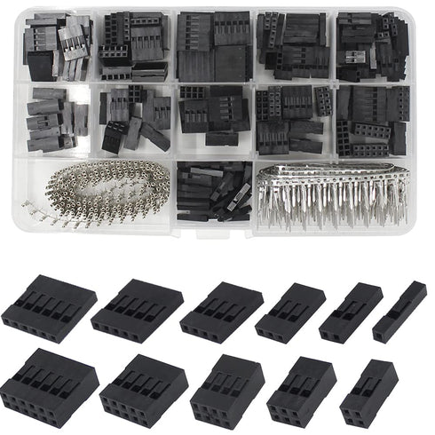Mesee 620 Pieces Dupont Crimp Pin Connector Assortment Kit 2.54mm Pitch JST SM 1 2 3 4 5 6 Pin Single/Double Row Housing Socket Dupont Male Female...