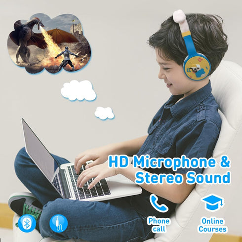Kids Bluetooth Headphones with 85dB Safe Volume Limit HD Sound Sharing Function with SD Card Slot Headphones for School Toddler Headset for On-lin...