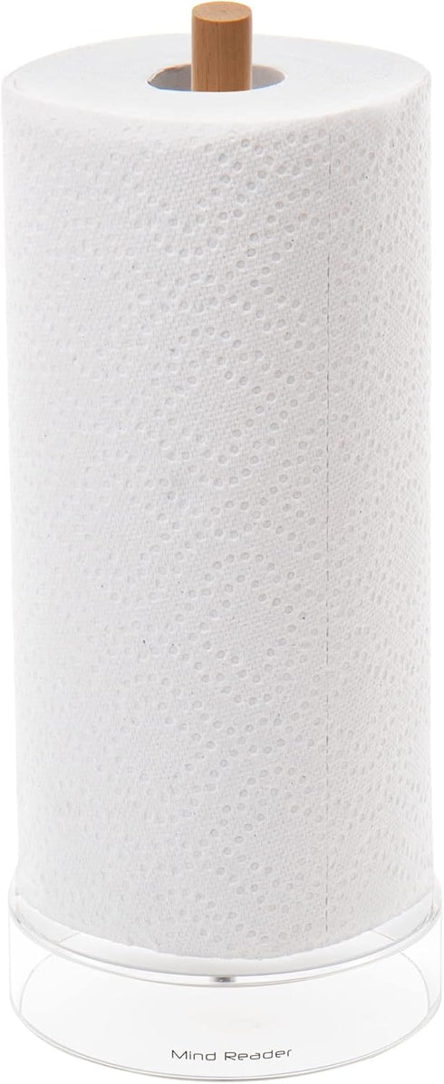Mind Reader Paper Towel Holder, Kichen Storage, Countertop Organizer, Caddy, Kitchen, Acrylic, 6"L x 6"W x 14.65"H, Brown...