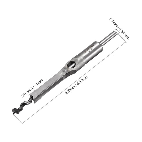 uxcell Square Hole Drill Bits for Wood 7/16" x 210mm Mortising Chisel Bit Auger Spur Cutter Tool for Woodworking Carpentry Drilling Tool...