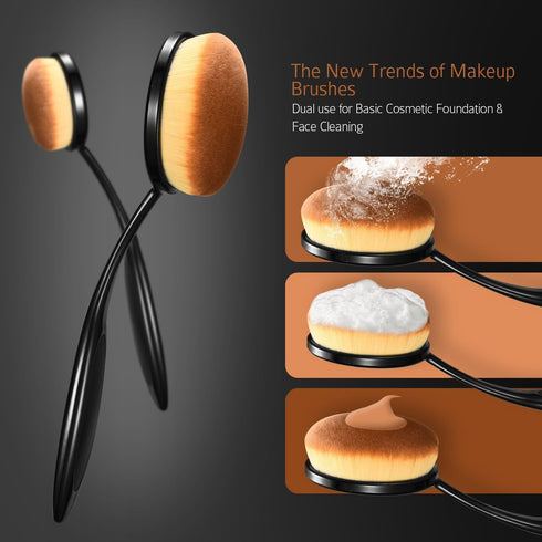 Yoseng Oval Makeup Brushes Set 10 Pcs Professional Oval Toothbrush Foundation Contour Concealer Eyeliner Blending Cosmetic Brushes Tool Set-With B...
