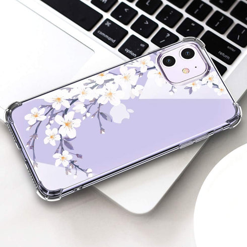 Clear Flower Designed for iPhone 11 Case with Screen Protector, Soft Shockproof Protective Transparent Bumper Cover for Women Girls Floral Pattern...