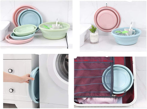 10" Multi-Purpose Collapsible Dish Tub Bowl BPA-Free Round Lightweight Collapsible Wash Basin (Green)...