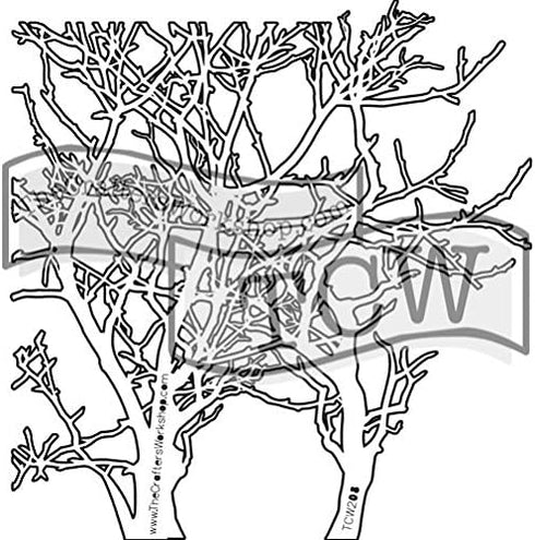 The Crafter's Workshop Set of 2 Stencils - Branches 12" x 12" Large and 6" x 6" Mini - Includes 1 Each TCW208 and TCW208s - Bundle 2 Items...