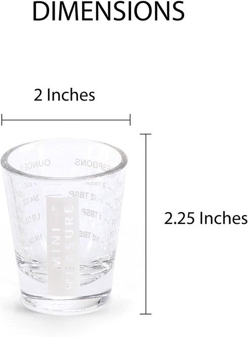 Kolder Mini Measure Heavy Glass, 20-Incremental Measurements Multi-Purpose Liquid and Dry Measuring Shot Glass, White...