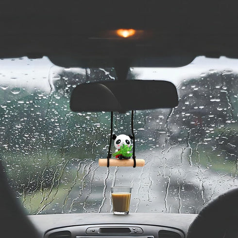ZOSTLAND Cute Swing Ornament Car Auto Rear View Mirror Hanging Decoration Suspension Pendant Accessories Applicable to Car Truck Suv (Panda)...