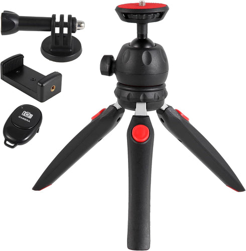 Mini Tripod for Camera and Phone -with Remote and 360 Degree Ball Head, Premium Tabletop Small Phone Tripod Mount for GoPro iPhone/Cell Phones Web...